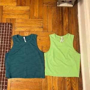 Set of Two Lululemon Sleeveless Athletic Tops in Turquoise and Lime